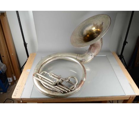 Chris Barber / Tuba, a very large two piece Tuba with 61cm diameter bell with Elkhart Indiana engraved (possibly sousaphone t