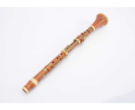 Antique Boxwood Clarinet, Clarinet stamped Metzler C1815, boxwood, ivory mounts, brass keys with square covers length 524mm n