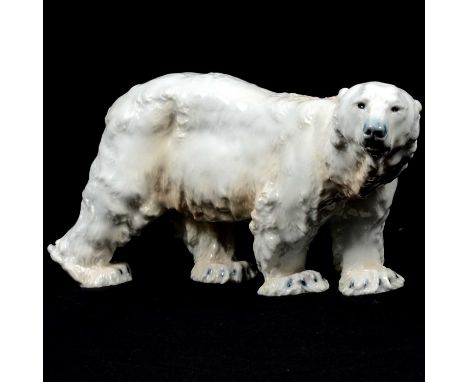 Meissen porcelain model of a polar bear, blue crossed swords mark and incised numbers - possibly 1082, 22cm.  Condition repor