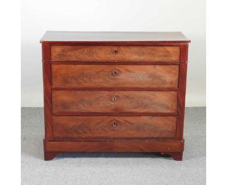 A 19th century continental mahogany commode, containing four long drawers110w x 47d x 95h cm