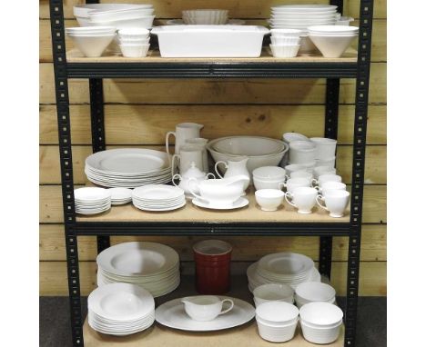 A modern Linea Soho bone china tea and dinner service, together with a collection of similar white glazed tea and dinner ware