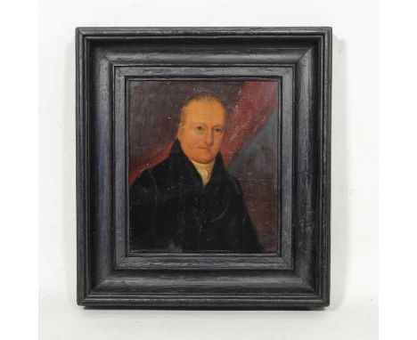 English school, 19th century, head and shoulders portrait of a gentleman, oil on panel, 26 x 22cm
