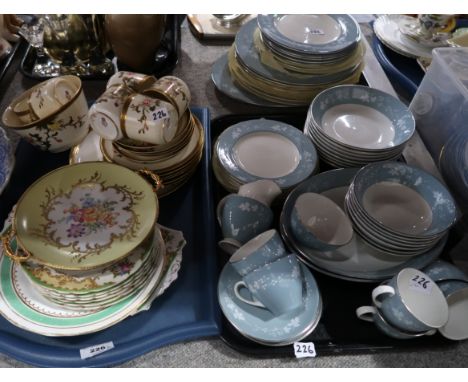 A Royal Worcester teaset painted number 454, Limoges flower decorated plate in gilt metal mount, Tuscan Lorraine plates, and 