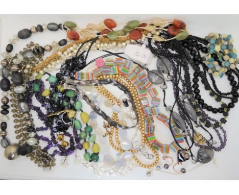 A Sobral of Brazil style acrylic cube necklace, amethyst beads, items by Pilgrim etc Condition Report: Not available for this