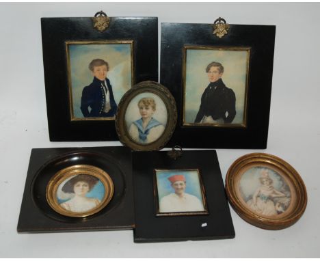 Six various portrait miniatures, 10 x 7cm and smaller Condition Report: Available upon request