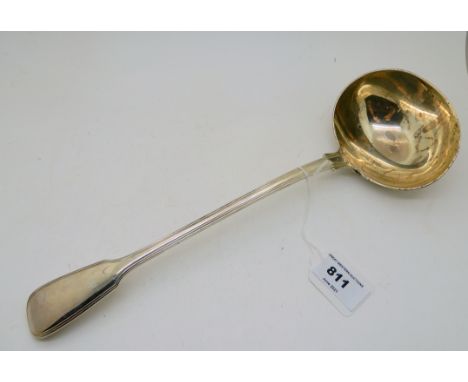 A silver soup ladle in the fiddle pattern, London 1856, 33.5cm long, 304 grams Condition Report: Available upon request