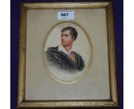 MARY SIMPSON? LORD BYRON, bust portrait, signed,watercolour, dated,1819, 14 x 10cm The estate of The late Robert and Lyndsay 