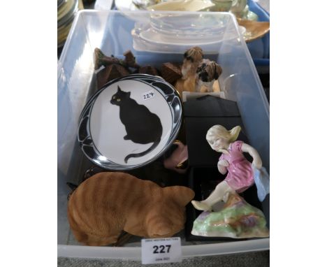 A Royal Worcester figure March, no 3454, black cat collectors plates and other ornaments Condition Report: Not available for 