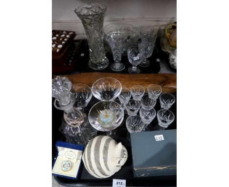 Assorted cut glass and crystal including Edinburgh, a Crummles enamel trinket box etc Condition Report: Not available for thi