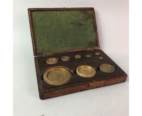 OAK CARVED TABLE TOP BAROMETER, along with a brass lantern clock and a small brass clock