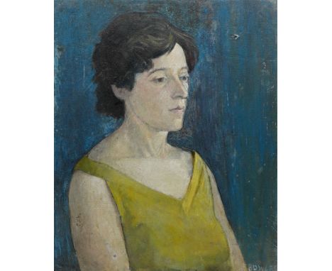 John Gilbey Bowles (British 1929-2011): 'Portrait of Daphne' (the Artist's Wife), oil on board signed, inscribed verso 61cm x