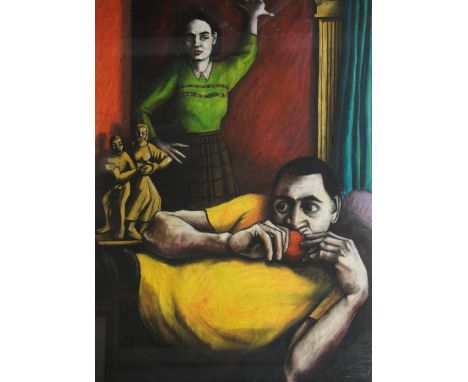 Kathryn Ensall (British 1956-): 'The Lovers 4', pastel on paper signed and dated '94 on artist's label verso 84cm x 61cm