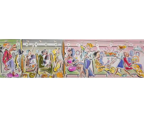 Peter Clark (British 1944-): Flying First Class, mixed media on card signed 15cm x 55cm (unframed)Notes: Peter Clark is a Bri