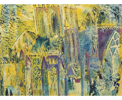 Charlotte Royle (York 1964-): York Minster, mixed media signed 59cm x 79cm