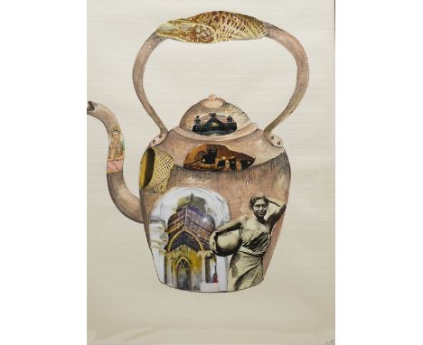 Catharina Anton Danial (Sri Lankan 1991-): Kettle - Nostalgia Series, watercolour and mixed media collage signed and dated 20