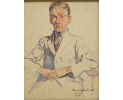 Frank William Carter (British 1870-1933): Portrait of a Young Gentleman, watercolour signed 29cm x 22cm