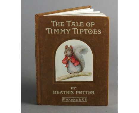 POTTER, Beatrix, The Tale of Timmy Tiptoes.  Square 12mo, Frederick Warne & Co, 1911.  First edition.  Brown boards with whit