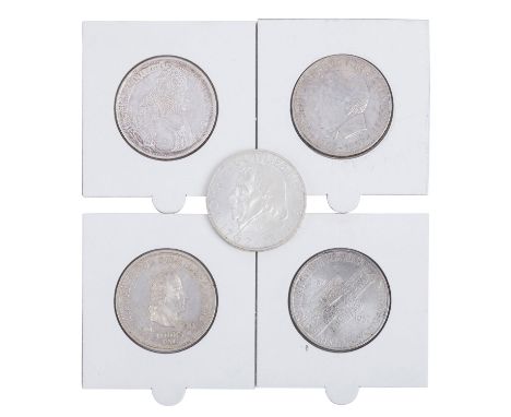 BRD Top 5 - 5 x 5 DM Gedenkmünzen 1952 - 1964 Davon 1 x 5 Mark 'Germanisches Museum', 1952 D, vz+ mit leicher Tönung; 1 x 5 M
