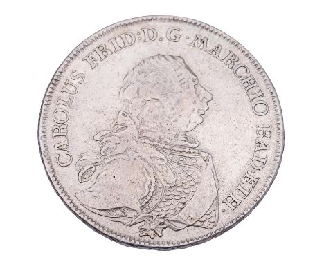 Altdeutschland / Baden-Durlach, Markgrafschaft, Karl Friedrich Konventionstaler 1766-S W ca. 27,72 g. schön +| Old States of 