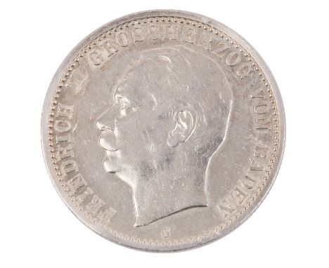 Deutsches Kaiserreich / Baden - 2 Mark 1913, Großherzog Friedrich II, J.38, ss| German Empire / Baden - 2 Mark 1913, Grand Du