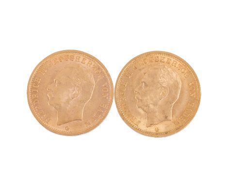 Dt. Kaiserreich /GOLD - Baden, Friedrich II. 2 x 20 Mark 1913-G vz +. Jaeger Nr. 192.  | German Empire /GOLD - Baden, Friedri