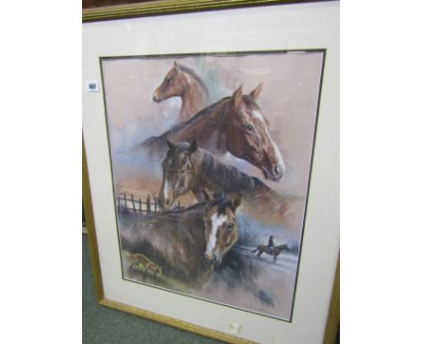 MICK CAWSTON pastel, "Hunting Horses" 