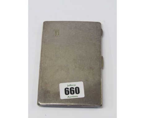 SILVER CIGARETTE CASE, with engine turned decoration together with a similar silver compact of square form, also a plated rec