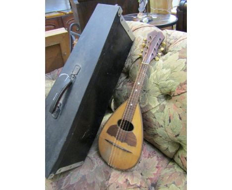 VINTAGE MANDOLIN, bowl back mandolin by Pietro Tonelli, Napoli, in vintage wooden case 