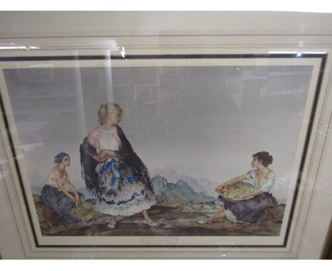 W. RUSSELL FLINT, colour print, "Basket of Peaches", 15" x 22" 