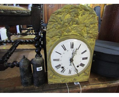 CONTINENTAL WALL CLOCK, 19th Century continental wall clock with white enamel dial in gilded surround 