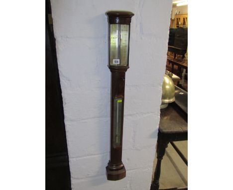 VICTORIAN STICK BAROMETER THERMOMETER, by Cary of London in a mahogany veneered case 39"