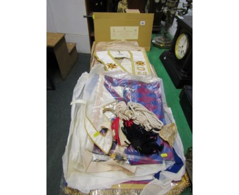 MASONIC REGALIA, collection of sash, apron and accessories by Toy, Kenning &amp; Spencer 