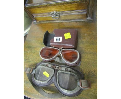 VINTAGE GOGGLES 2 pairs of motorcycle/ aviators goggles 1 boxed 