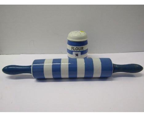 T.G. GREEN CORNISH WARE, flower dredger and rolling pin 