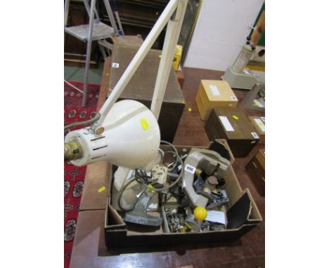 HOROLOGY, 2 glass presses, spring winder tool, angle poise lamp, etc 