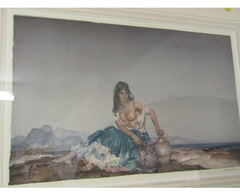 W. RUSSELL FLINT, signed colour print, "Fetching Water", 16" x 25" 