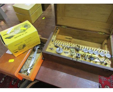 HOROLOGY, 6mm collett watch maker lathe accessories, also cased balance scales by Adelphi &amp; Bergeon, de magnetiser 