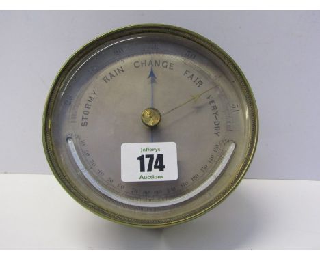 BAROMETER, brass cased hanging wall barometer, 5" diameter 