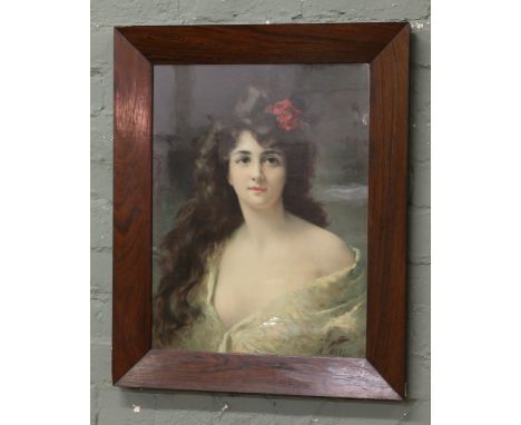 After A. Asti rosewood framed lithograph print.