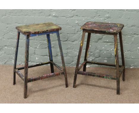 A pair of vintage art glass stools.