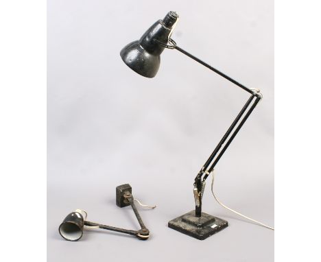 An early C20th anglepoise lamp on stepped square base by Herbert Terry & Sons along with a similar lamp.