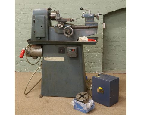 A large vintage laithe and accessories. Raglan of Loughborough training laithe. With 415 volt 3 phase motor sold along with t
