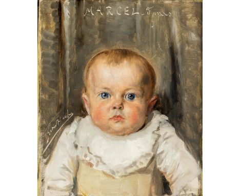Léon HERBO (1850-1907) 'Marcel - 5 mois' oil on canvas.A portrait of Marcel, at 5 months old.&nbsp;Oil on canvas.&nbsp;Signed
