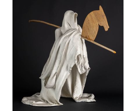 Albert SZUKALSKI (1945-2000) 'Ghost'&nbsp;Plaster with a stick, with a horse head mounted.&nbsp;Condition report: - Restorati