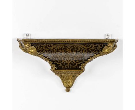 A console for a cartel clock, Boulle inlay, Napoleon 3, 19th C.Dimensions: (L:26 x W:66 x H:35 cm)