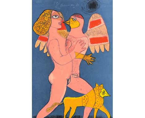 CORNEILLE (1922-2010) 'Best Friends' a lithograph, 91/120, 1982.&nbsp;Dimensions: (W:27 x H:40 cm)