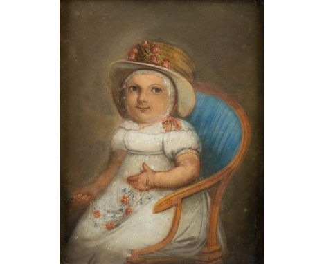 Portrait of a girl, pastel on paper. 19th century.&nbsp;Dimensions: (W:40 x H:50 cm)