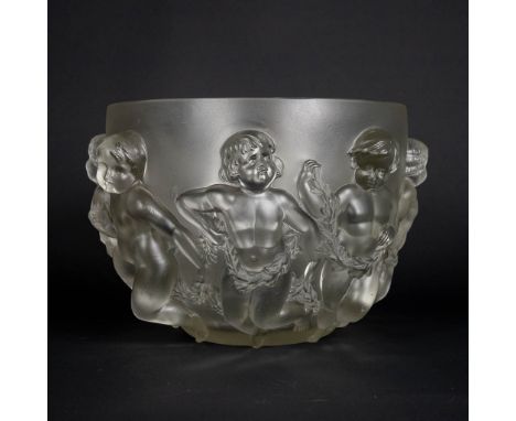 Lalique France 'Luxembourg' a large crystal bowl.&nbsp;Satinated crystal. Marked Lalique France.&nbsp;Condition report: - Som
