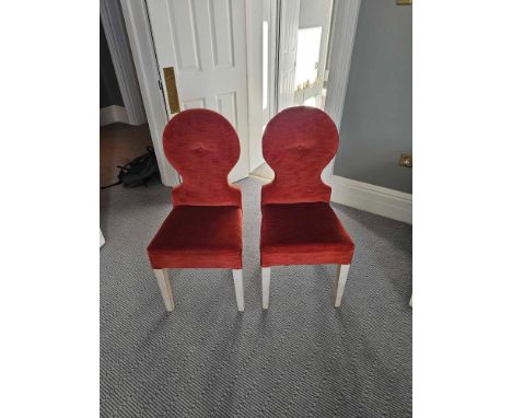 A Pair Of Chairs A Take On The Classic Spoonback Chair Features  A Hardwood Frame Upholstered In A Contract Wine Red Fabric T