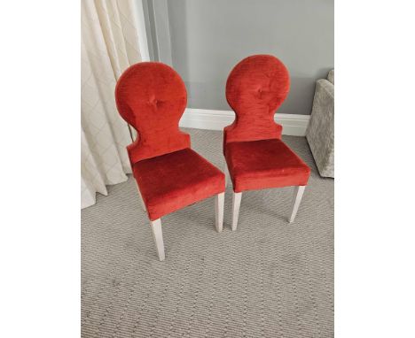 A Pair Of Chairs A Take On The Classic Spoonback Chair Features  A Hardwood Frame Upholstered In A Contract Wine Red Fabric T